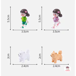 สาวน้อยกับน้องหมา [ เซต 2 ชิ้น ] ตุ๊กตาจิ๋ว โมเดลจิ๋ว แต่งสวน ตุ๊กตาแต่งสวนจิ๋ว ตุ๊กตาจัดสวนถาด