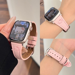 สายหนังกลับบางเฉียบลายการ์ตูนน่ารัก สำหรับ Apple Watch Strap Series 11 10 Ultra 2 9 8 7 6 5 SE 4 3 สายนาฬิกา Band iWatch 49 46 45 44 42 41 40 38mm