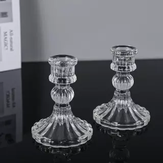 ที่วางเทียน เชิงเทียนแก้ว เนื้อแก้วหนา แก้วเนื้อดี ใช้งานสะดวก Candlestick ตกแต่งวันหยุด
