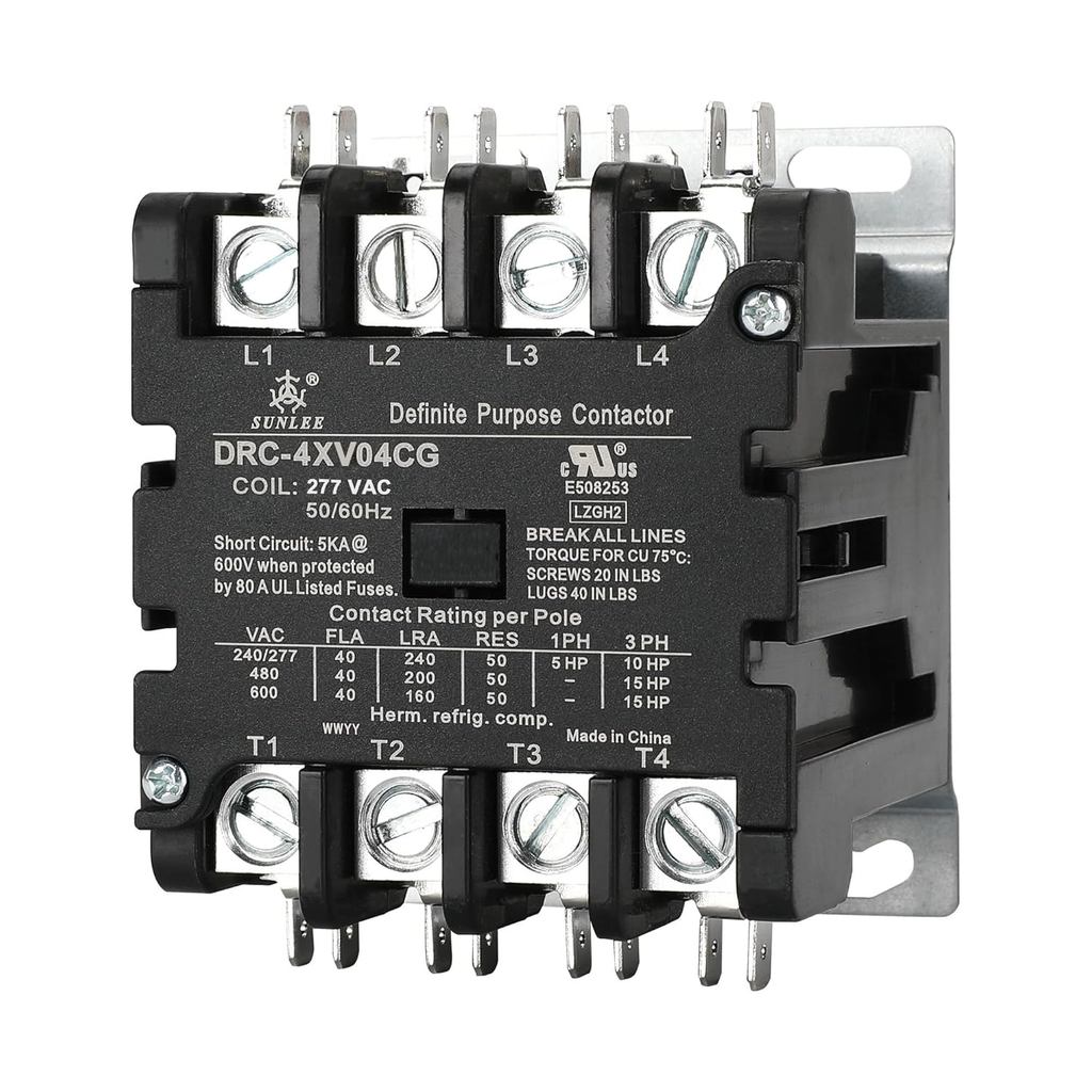 SUNLEE 4 Pole 40 Amp 50 RES 277V Coil Contactor เหมาะกับ Siemens 42CF25AL แสงความร้อนเครื่องทําความเ