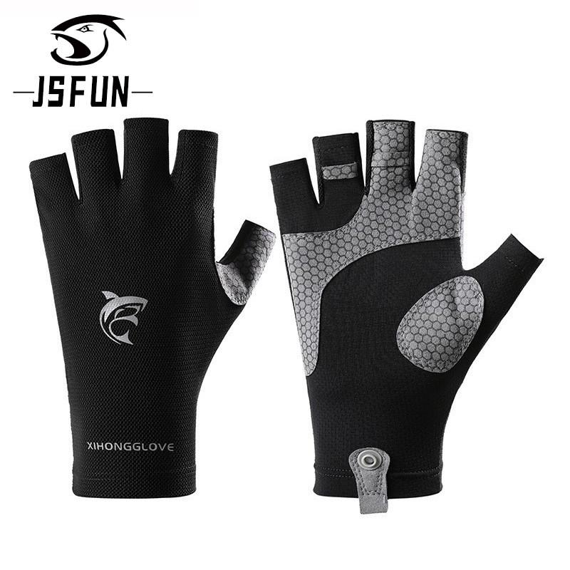 Sun Protection Fishing Gloves Non-Slip Latex Gloves Waterproof Lure Fishing Half-Finger Gloves Breat