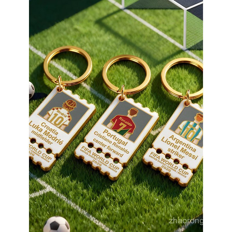 Megamo World Cup Merchandise Star พวงกุญแจ Messi C Romodrich พัดลมเครื่องประดับของที่ระลึก Y6O5