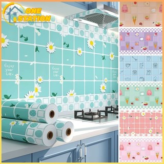 Wallpaper Dapur Anti Air Minyak Tahan Panas 60CM X 3M Dinding Meja Makan Sticker Kartun Motif Marmer