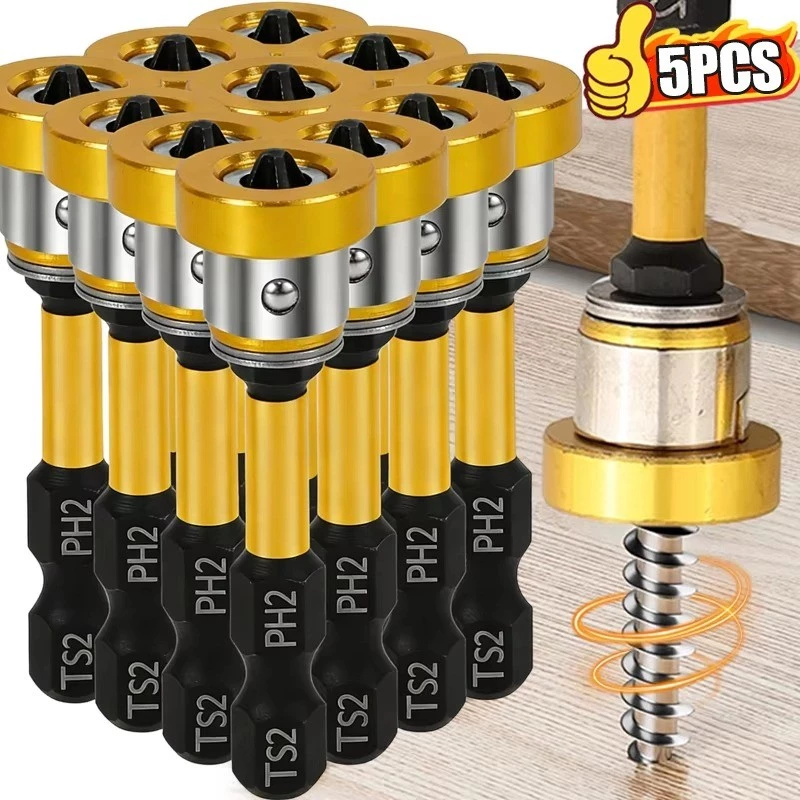 1/3/5 ชิ้น PH2 ตําแหน่งแม่เหล็กไขควง Bits - Hex Shank Strong แม่เหล็กความลึกหยุดบิตสําหรับ Drywall ยิปซั่มบอร์ดงานไม้สว่านไฟฟ้า