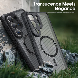 SAMSUNG เคสโทรศัพท์แม่เหล็กโปร่งแสงสําหรับSamsung Galaxy A57 A37 S26 S25 S24 S23 S22 Ultra Plus S21 S20 FE A17 A07 A56 A36 A17 A07 5G 4Gปลอกกันกระแทกหรูหรา