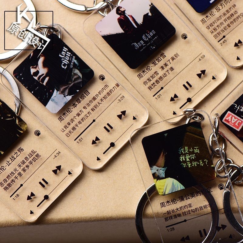 JAY Chou JAY JAY อะคริลิคเนื้อเพลงสองด้านพวงกุญแจกระเป๋านักเรียนแขวนแฟนเพื่อนร่วมชั้นสินค้าของขวัญ#周