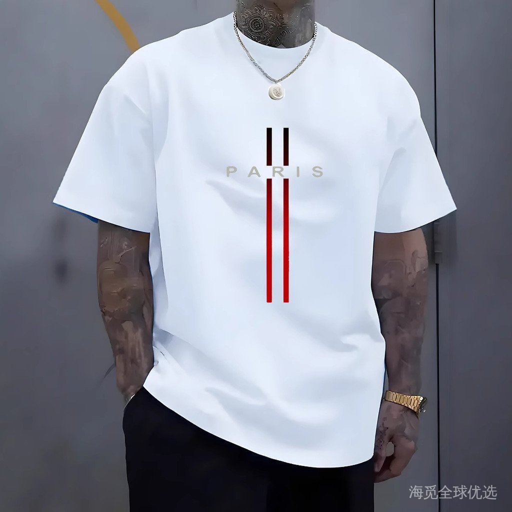 เสื้อยืดตัวอักษรปารีสสําหรับผู้ชาย 2025 | เสื้อลําลองผ้าฝ้าย 100% ฤดูร้อน | 900+ ขายแล้ว | 10+ รีวิว