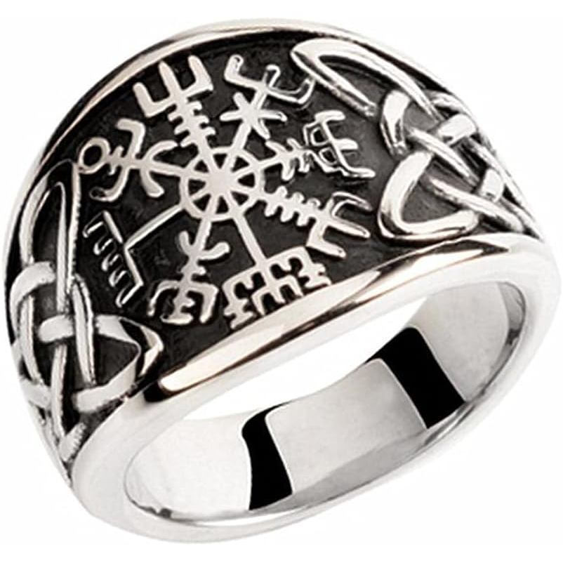 TURTLEDOVE Vegvisir Ring with Celtic Knot - แหวนไวกิ้งพร้อมเข็มทิศ Runic - Celtic Pagan Jewelry of T