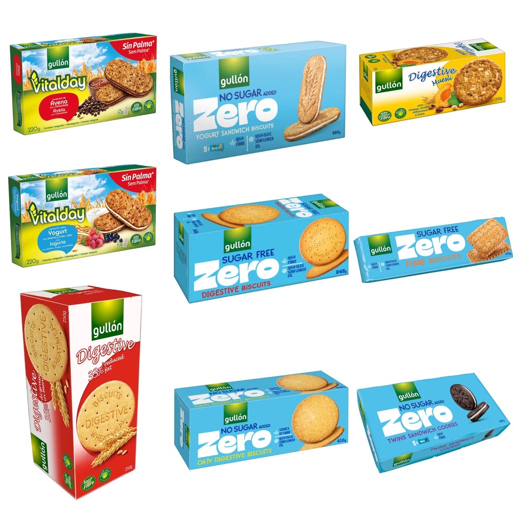 Gullon biscuits กูยองบิสกิต ปราศจากน้ำตาล ขนมไม่มีน้ำตาล นำเข้า มีให้เลือกหลายแบบ