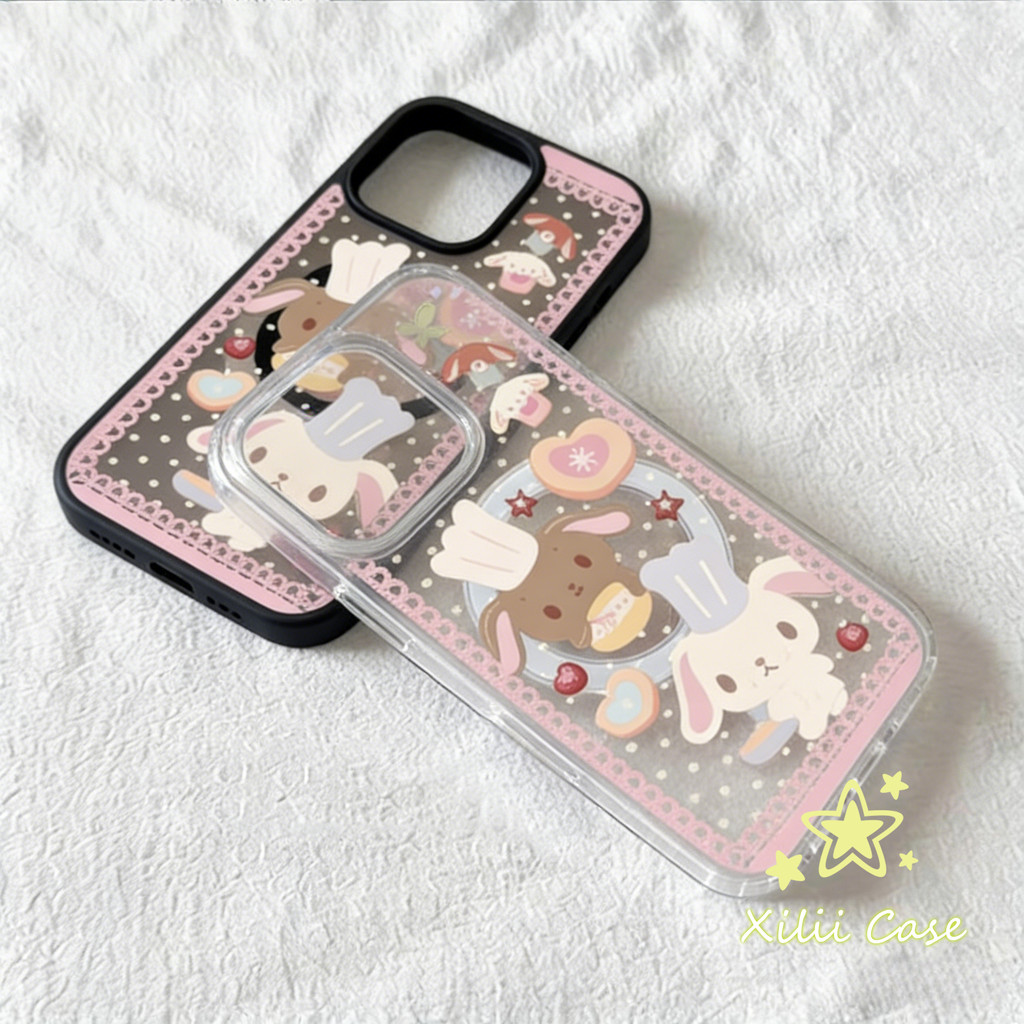 เคสแม่เหล็กใส ลายกระต่ายขนมปัง น่ารัก สไตล์ฮิต เคสไอโฟน17 สำหรับiPhone 17 16 XR 13 AIR 15 12 11 14 Pro Max 7 Plus XS SE