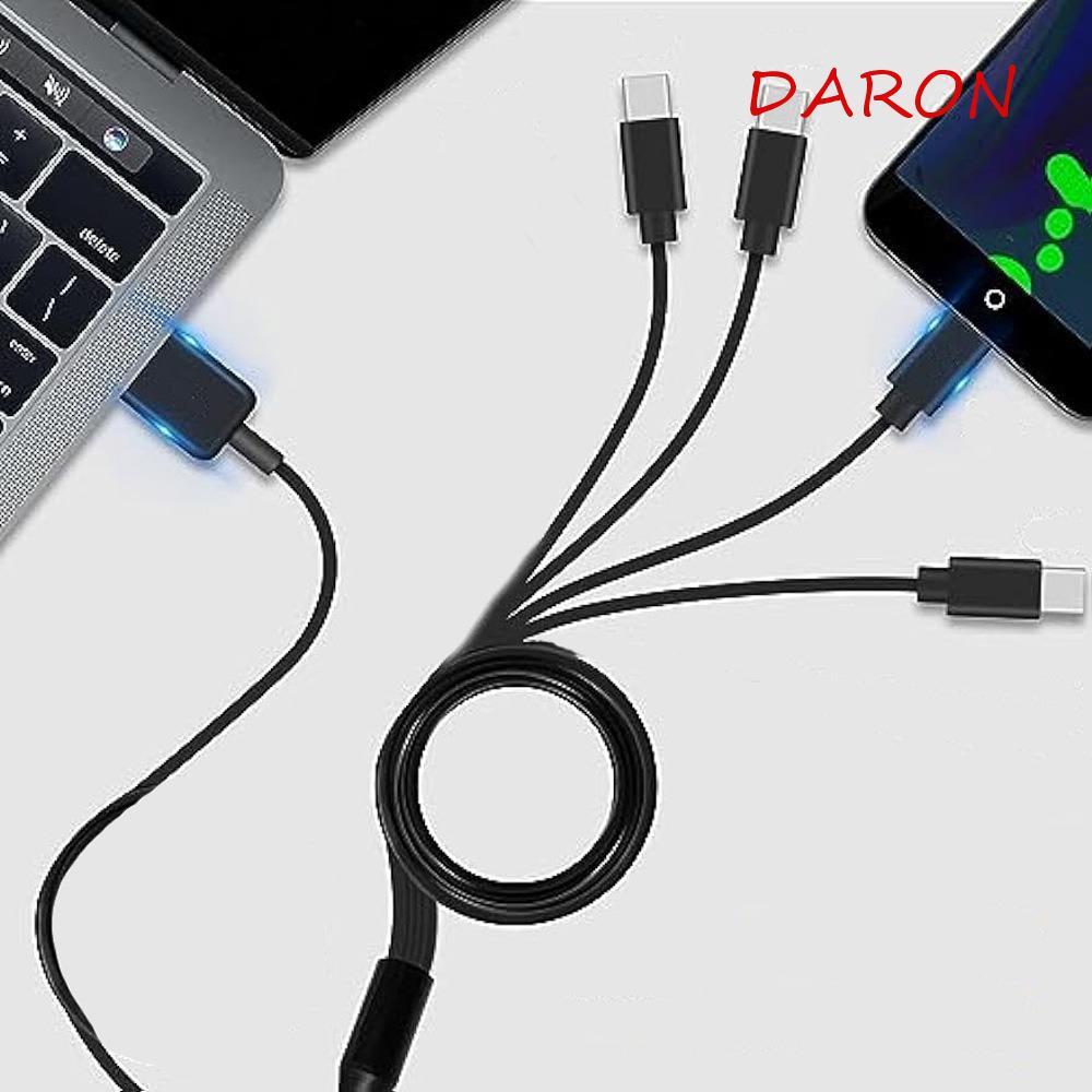 สายแยก DARON USB C, 6 in 1 Type-C Micro-USB Multi USB C ถึง USB C สาย, สายชาร์จสีดํา 50cm8150cm USB 