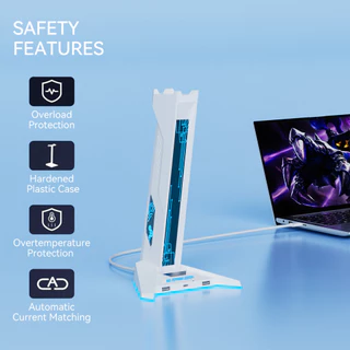 SPRISE ขาตั้งหูฟังสําหรับเล่นเกม LED ไฟหายใจคอมพิวเตอร์เดสก์ท็อปจอแสดงผล USB HUB พอร์ตสําหรับพีซี 9 สีอ่อน 4 พอร์ต
