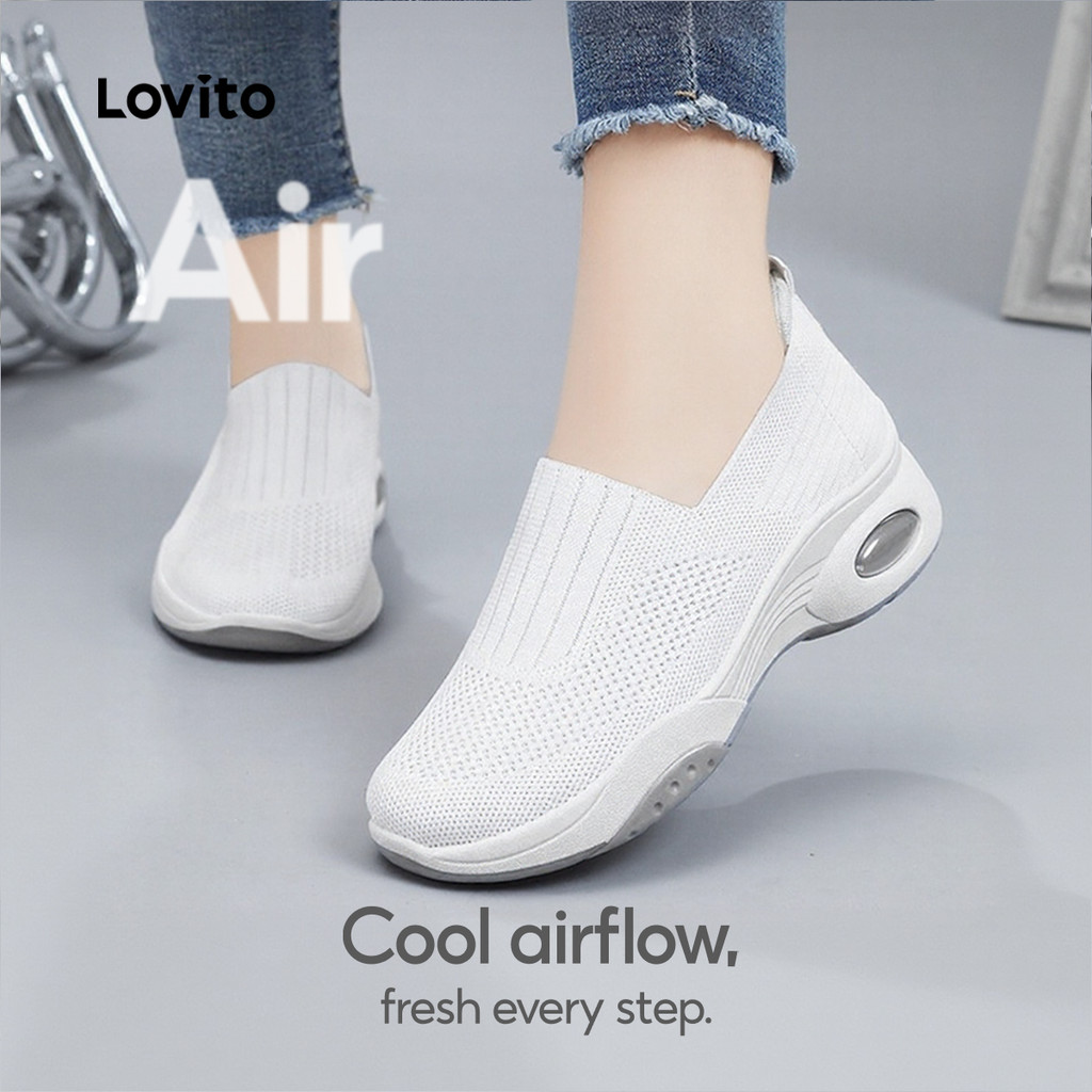 Lovito แคชชวล รองเท้าผ้าใบผู้หญิงแบบลําลอง คลาสสิกและอเนกประสงค์ LFAS5064