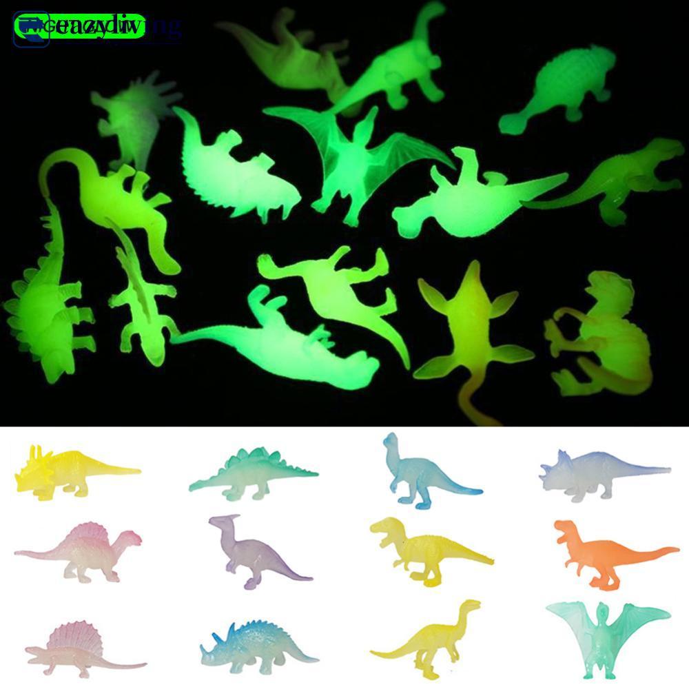 EAZYLIVING 12/16 ชิ้นเรืองแสงไดโนเสาร์มืดของเล่น Jurassic World Noctilucent Tyrannosaurus ของเล่นเด็