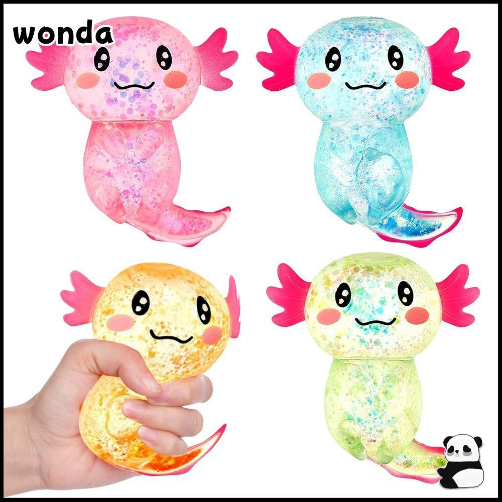 WONDA Squishy Stress Glitter, Glitter Sugar Filled Axolotl Squishy ของเล่น, รูปร่างน่ารัก Soothing T
