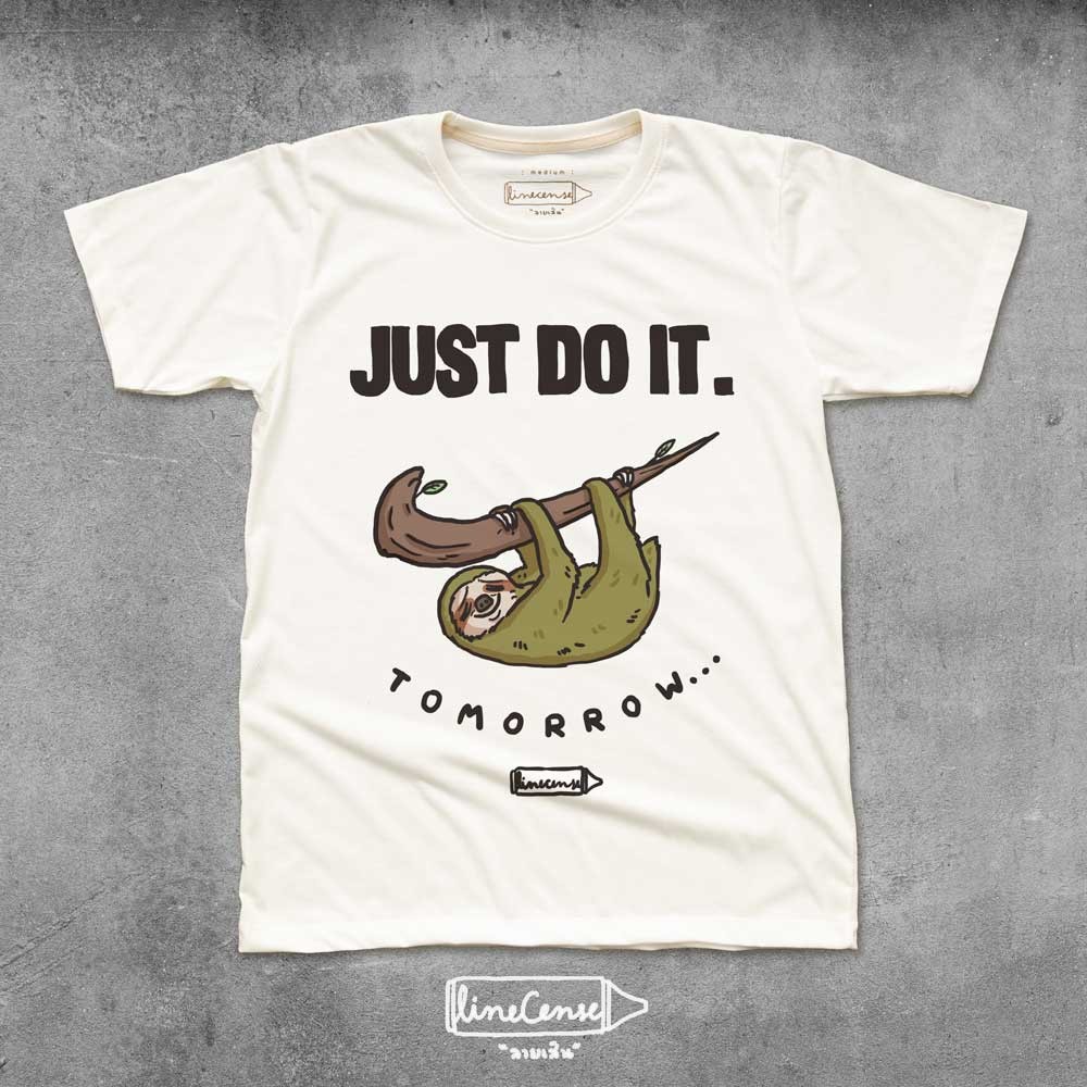 "Sloth, Just do it Tomorrow " t-shirt เสื้อยืดลายสล๊อท เสื้อยืด oversize เสื้อยืด เสื้อยืดคู่รัก