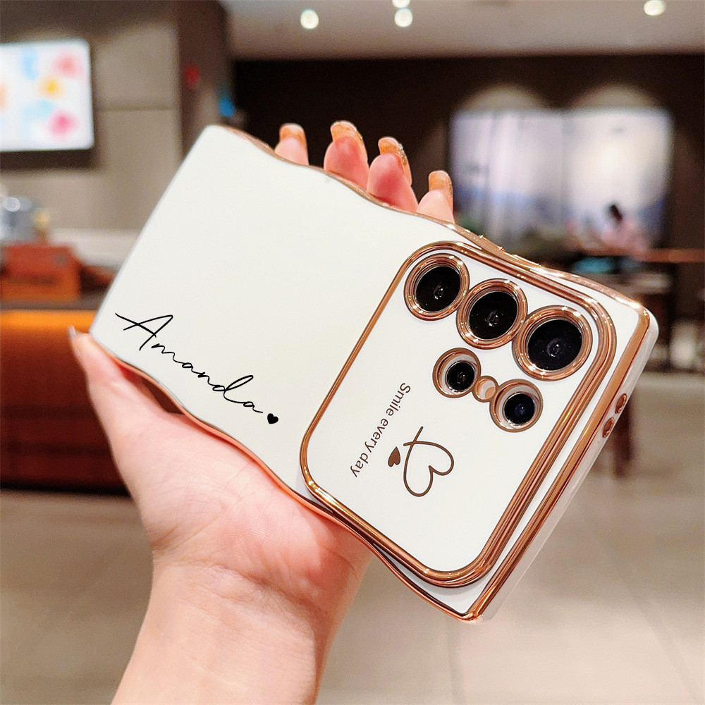 SAMSUNG ใหม่ที่กําหนดเองชื่อไฟฟ้าหัวใจเคสโทรศัพท์สําหรับSamsung Galaxy S26 Ultra S25 Ultra S24 S23 Ultra
