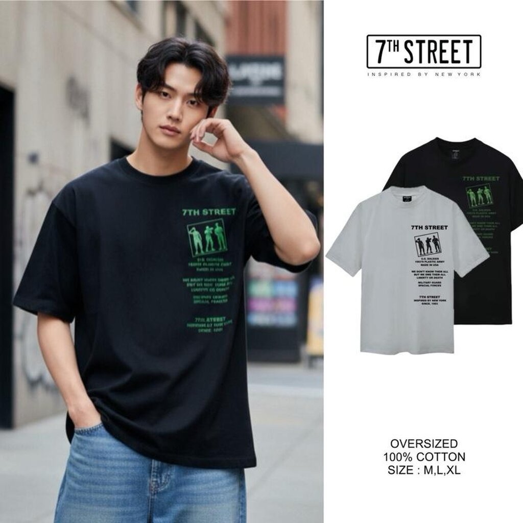เสื้อโอเวอร์ไซส์ 7th Street ผ้า cotton100% ระบายความร้อนดีมาก ผ้าหนาอยู่ทรง แพทเทิร์นสไตล์ยุค90‘s ทรงคอฟิต คอหนาดูเนี...