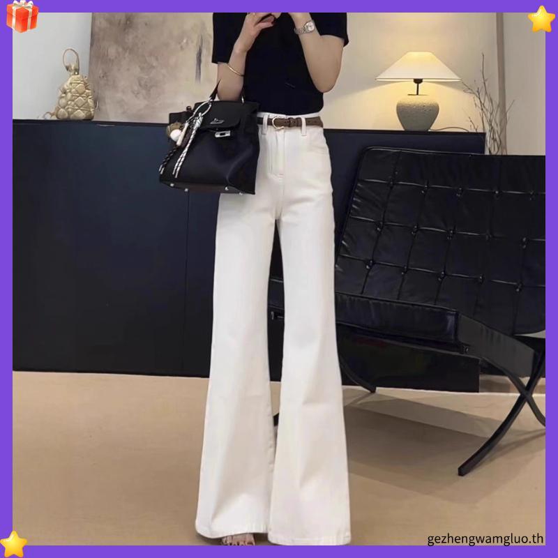 Aevelyn Jeans กางเกงยีนส์รุ่น Bowky ทรงขาม้าเอวสูงสีขาว
