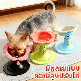 ชามเซรามิก ามอาหารแมวเซรามิกปรับระดับได้ ป้องกันการหกเลอะเทอะ ปากกว้างเพิ่มความสูงปกป้องคอ ทำความสะอาดง่าย