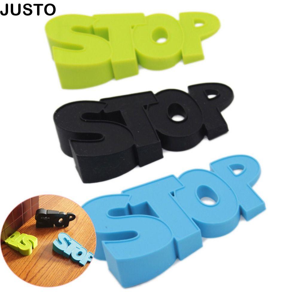 JUSTO ที่กั้นประตู,ทนต่อการสึกหรอ STOP ตัวอักษรรูปแบบ Anti-Collision ประตู Wedge, ซิลิโคนทนทานลื่น Windproof ยาง Stopper Home Office
