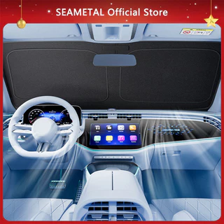 SEAMETAL ม่านบังแดดรถยนต์ ม่านบังแดดกระจกหน้าแบบพับได้ ผ้าคลุมบังแดดรถยนต์ กัน UV ม่านรถยนต์แบบหน้าต่าง
