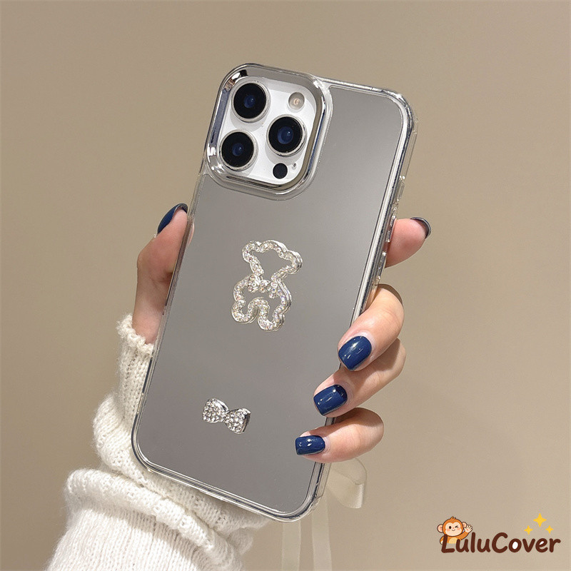 3D INS โบว์หมี Rhinestone กระจกแต่งหน้าสําหรับ OPPO A6X A6T A6S A6C A6 GT A5 A5X A5i A2M A3X A3 A2X 