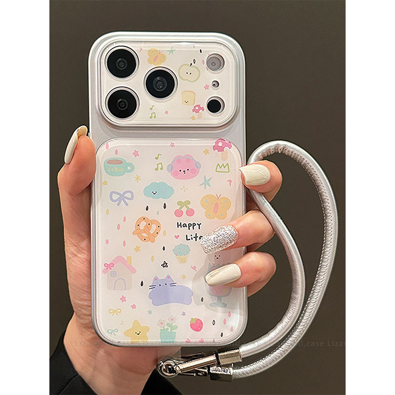 DSC385สําหรับIphoneกันกระแทกเกาหลีน่ารักเคสโทรศัพท์17PRO 18 17 16 ProMax/15 Pro Max 16plus 14 13pro Max 16pro 12 11 INSเต็มรูปแบบผู้หญิงการ์ตูนLanyardกันกระแทกกรณี