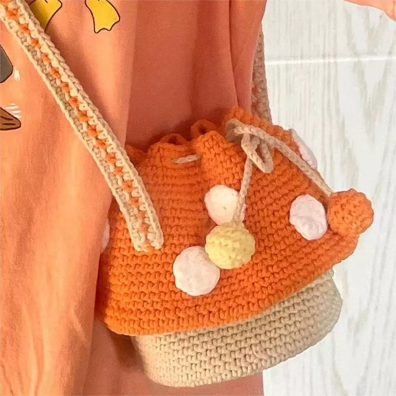 Ins สไตล์เดียวกันขนสัตว์ทอมือห่อเห็ด diy วัสดุห่อโฮมเมดผลิตภัณฑ์สําเร็จรูปการ์ตูนน่ารักโฮมเมดห่อ