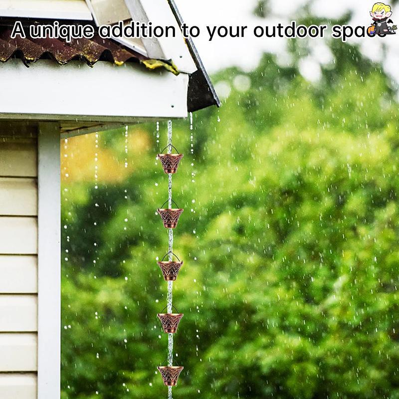 [CLA] โซ่ฝน, รางน้ํา Downspouts นักดําน้ํากลางแจ้งโลหะทองแดงลายสก๊อตส่วนต่อขยายน้ําฝน, 12 ถ้วย [TH]