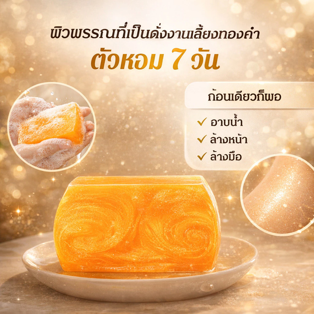 สบู่ทำมือน้ำมันหอมระเหยผสมทองคำและกรดอะมิโน thumbnail 5
