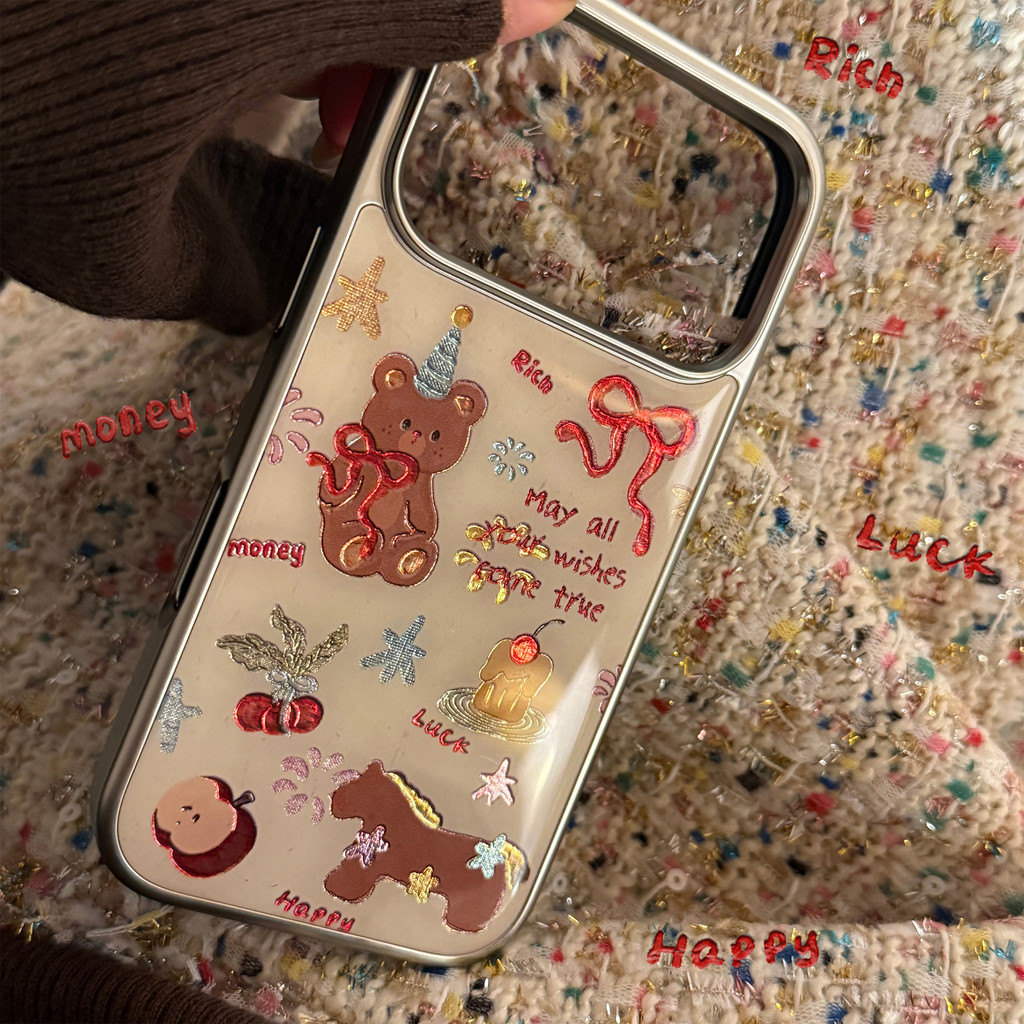 หมีเคสโทรศัพท์ไฟฟ้าสําหรับ IPhone 17 Pro Max 17 16 15 14 13 เคสโทรศัพท์ป้องกันการหล่น FM5A
