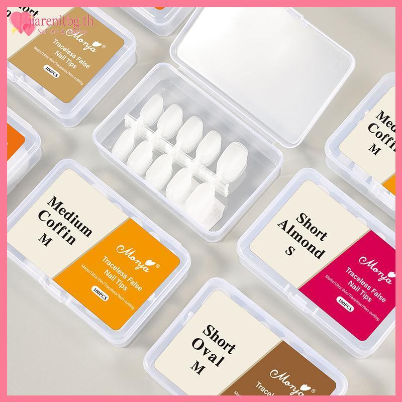 RENBG Full Cover Soft Gel เล็บเคล็ดลับ 100PCS ธรรมชาติดูกดบนเล็บปลอม Qui DIY Extension สําหรับคนรักเล็บ TH