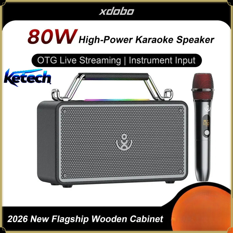 XDOBO Bold Mini 80W ลําโพงบลูทูธพกพากลางแจ้ง KTV Audio พร้อมการ์ดเสียงและไมโครโฟนสําหรับสตรีมมิ่งสด