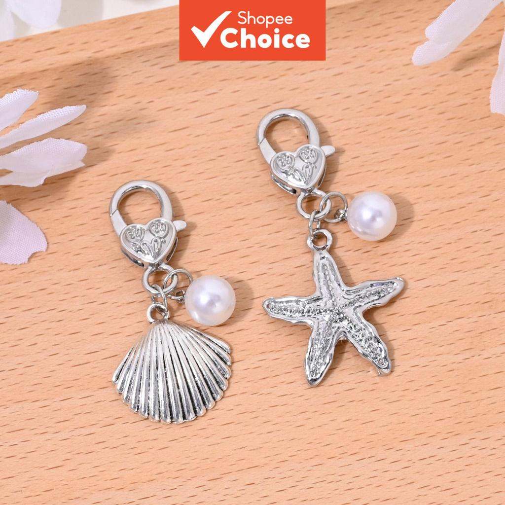 Beach Ocean ปลาดาว Pearl พวงกุญแจสําหรับกระเป๋า Earbud และโทรศัพท์คู่ BFF รถ Charm และวันหยุดของขวัญ gantungan kunci gantungan tas ของขวัญสําเร็จการศึกษา