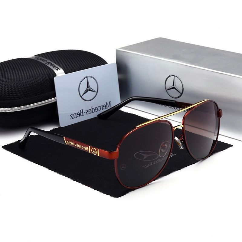 Mercedes-Benz แว่นกันแดดโพลาไรซ์โลหะกรอบใหญ่ สไตล์นักบิน เหมาะสำหรับการขับรถ