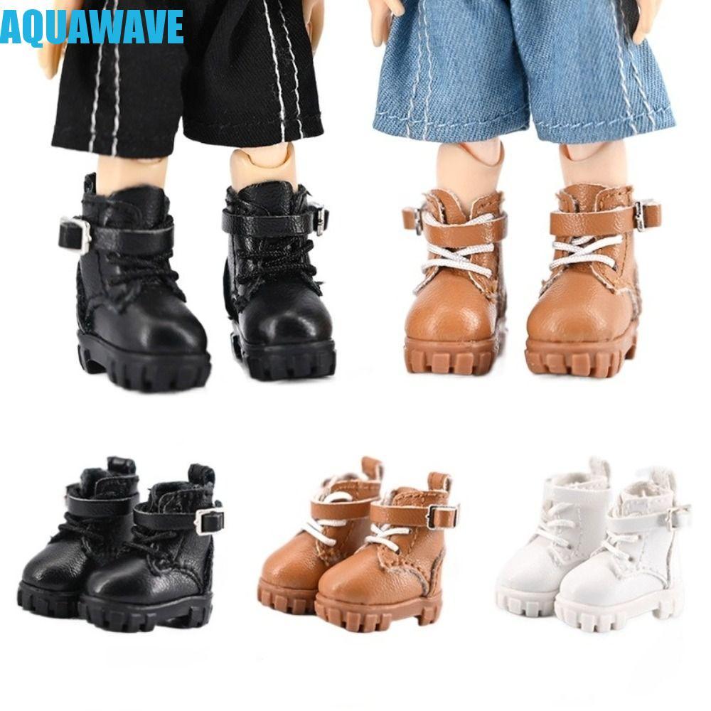AQUAWAVE Ob11 รองเท้า, แกล้งเล่นชุดน่ารักตุ๊กตารองเท้าหนัง, ตุ๊กตาอุปกรณ์เสริมสีดําสีน้ําตาลแต่งตัว Handmade Obitsu 11 ตุ๊กตารองเท้า 1/12 Bjd