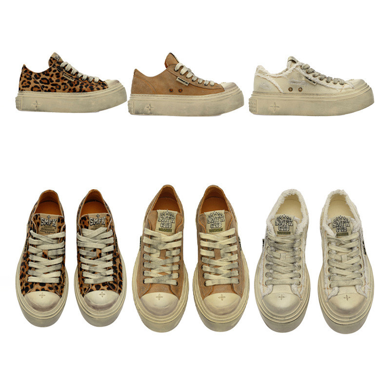 รองเท้าสเก็ตบอร์ด SMFK Super รุ่น Retro แบบ Low-top กึ่งสวมลายกรอบ Toe หนาและทนทาน สำหรับผู้หญิง