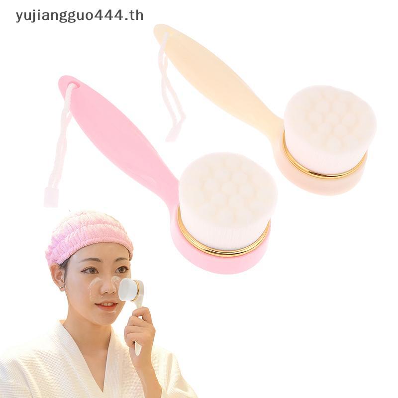 # yuyu # Handle แปรงล้างหน้า Exfoliating Face Brush แปรงทําความสะอาดใบหน้าสําหรับ Lady Face Cleaning