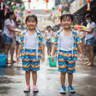 ชุดเด็กฮาวาย เซ็ตเสื้อ+กางเกง ผ้าไหมอิตาลี อายุ 1–8 ปี พร้อมส่ง