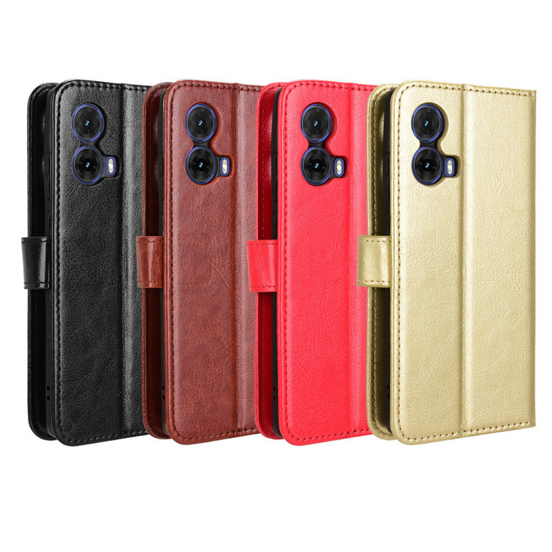 เหมาะสําหรับ Motorola Motorola G85/S50 Neo 5G เคสโทรศัพท์การ์ดเชือกเส้นเล็กรูปแบบม้าบ้าซองหนัง