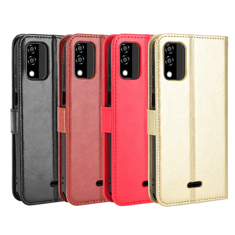 เหมาะสําหรับ BLU C5 Maxเคสโทรศัพท์BLU C5Max 2022 โทรศัพท์ซองหนังพลิกรูปแบบม้าบ้าเชือกเส้นเล็กการ์ด
