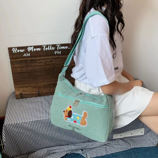 i happy: กระเป๋าสะพายข้าง ผ้าลูกฟูก -แฟชั่นมาใหม่ สไตส์นี้เท่มาก กระเป๋าขนาดใหญ่จุของได้เยอะ bag532 ฮิตมากตอนนี้