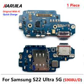 USB ชาร์จพอร์ตขั้วต่อ Flex สําหรับ Samsung Galaxy S22 Ultra S908B S908U S908D S908E S908N