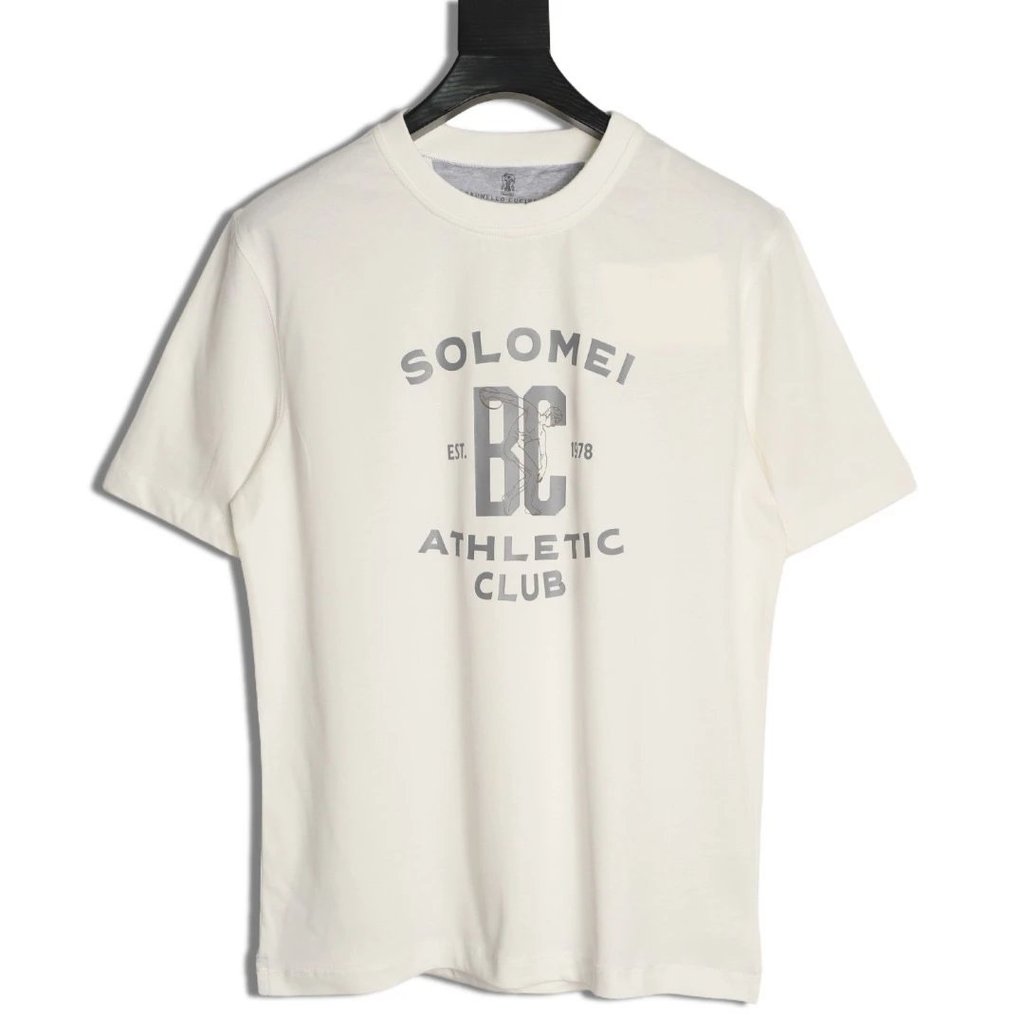 เสื้อยืดแขนสั้น BRUNELLO CUCINELLI พิมพ์ลายหน้าอกขนาดใหญ่