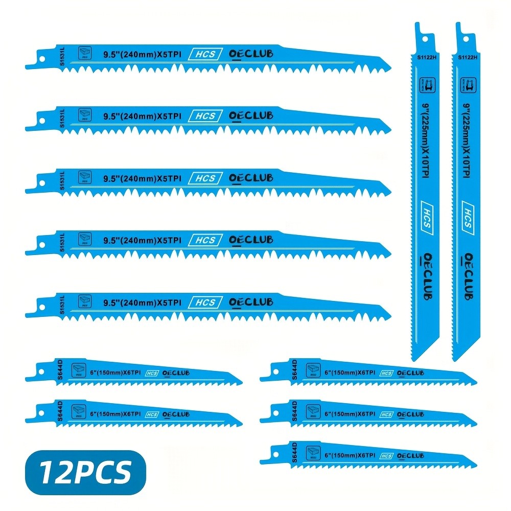 เซ็ตสุดคุ้ม 12 ชิ้น! ใบเลื่อยชัก OECULB เกรด HCS แท้ ใบเลื่อยตัดไม้ ตัดแต่งกิ่งไม้ ตัดท่อ PVC ไม้อัด