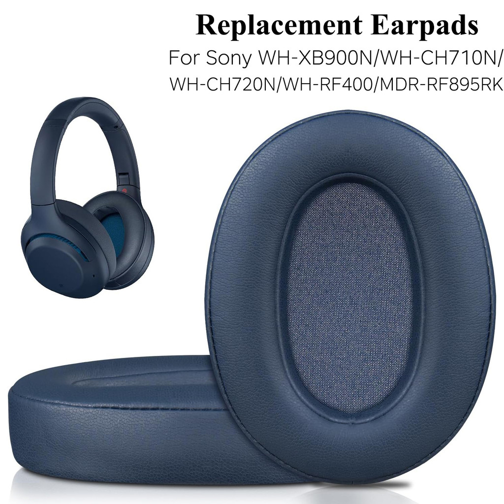 แผ่นรองหูฟังสําหรับ Sony WH-XB900N/WH-CH710N/WH-CH720N/WH-RF400/MDR-RF895RK หูฟัง, แผ่นรองหูฟังเบาะหนังโปรตีนนุ่มโฟมความหนาแน่นสูง (1 คู่)