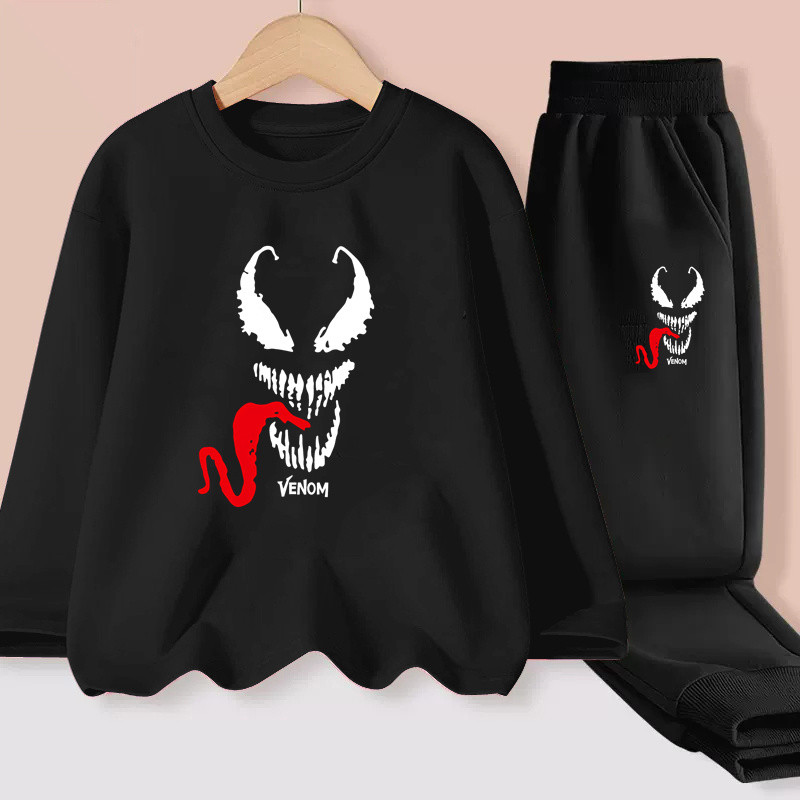 เสื้อแขนยาวชุด 2 ชิ้น ธีม Venom Marvel เหมาะสำหรับเด็ก