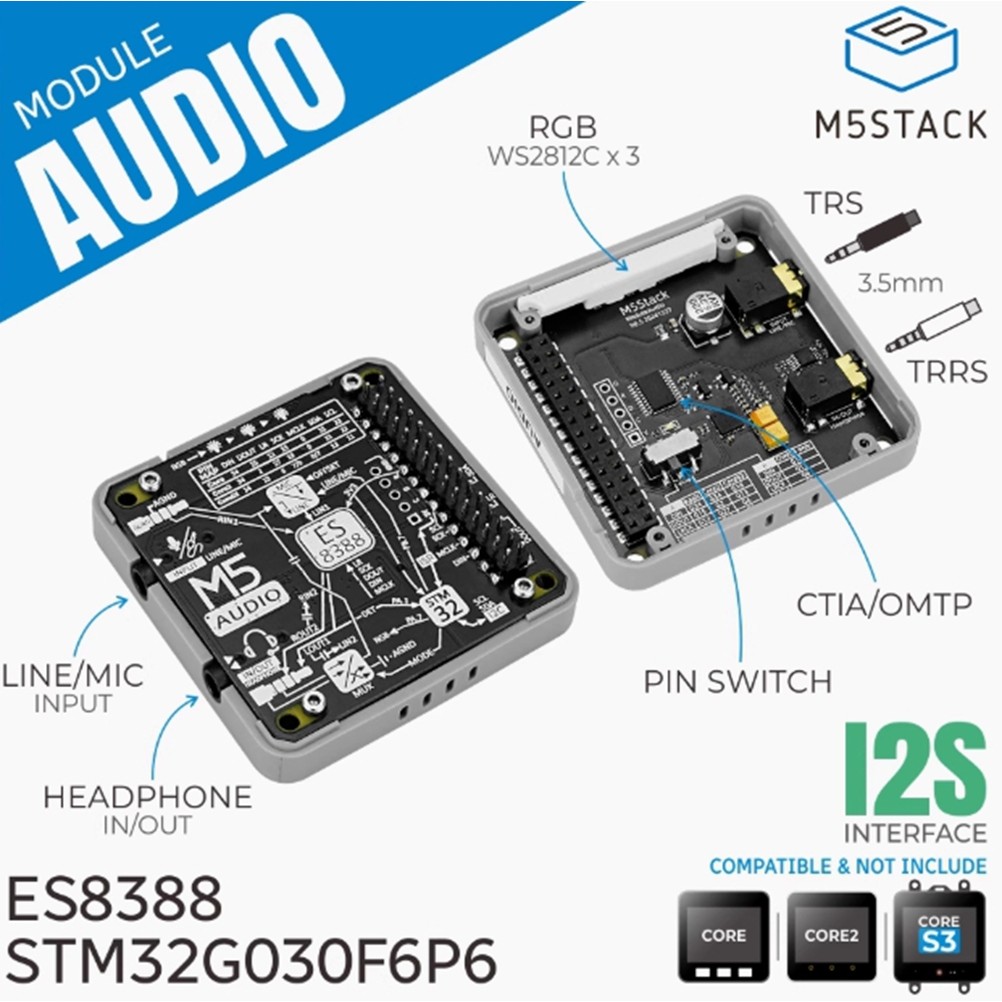 M5Stack Module Audio ES8388 Audio Interaction Expansion Module Audio codc