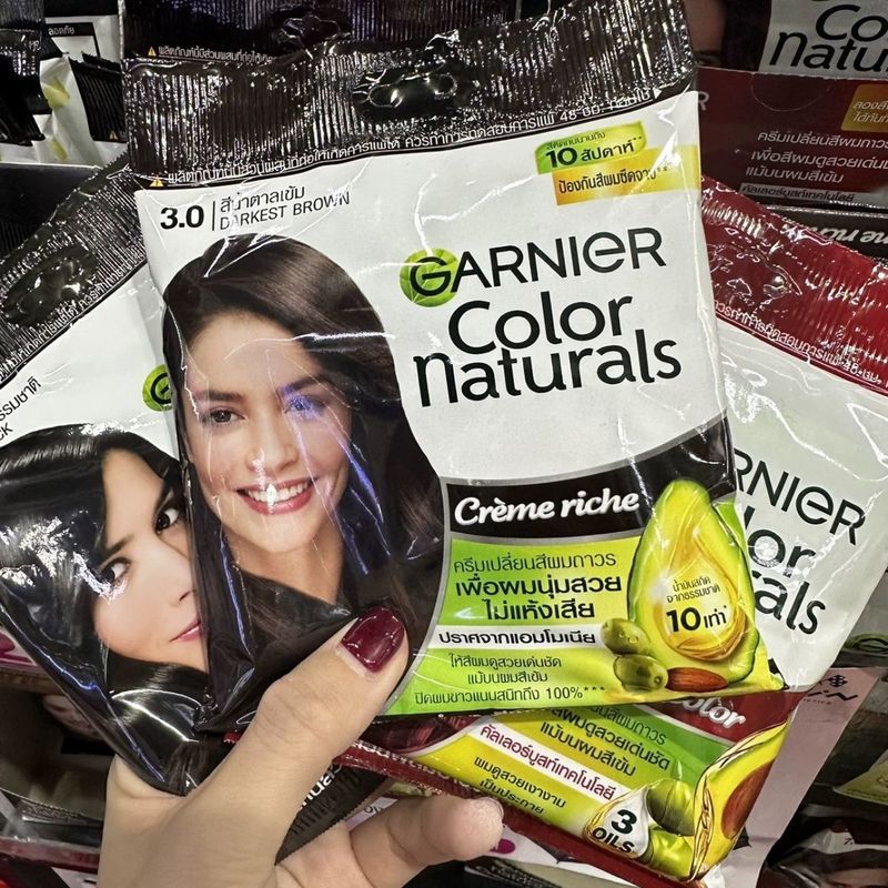 Thailand Carnill GARNIER GARNIER ครีมย้อมผมขาว Plant Essence 60ml สีกาแฟสีดําหลากสี 12.19.3